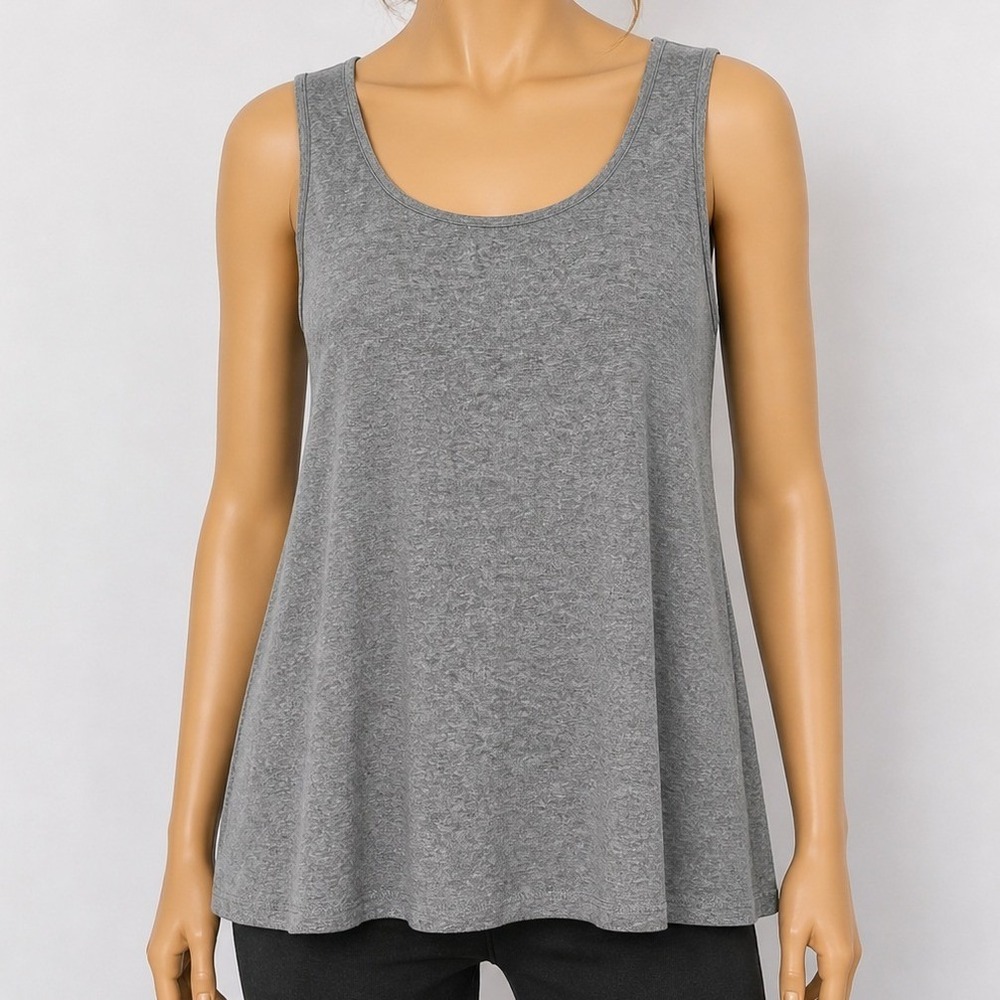Coldwater Creek Womens Tank Top Heather Gray Cotton Blend Scoop Neck XL